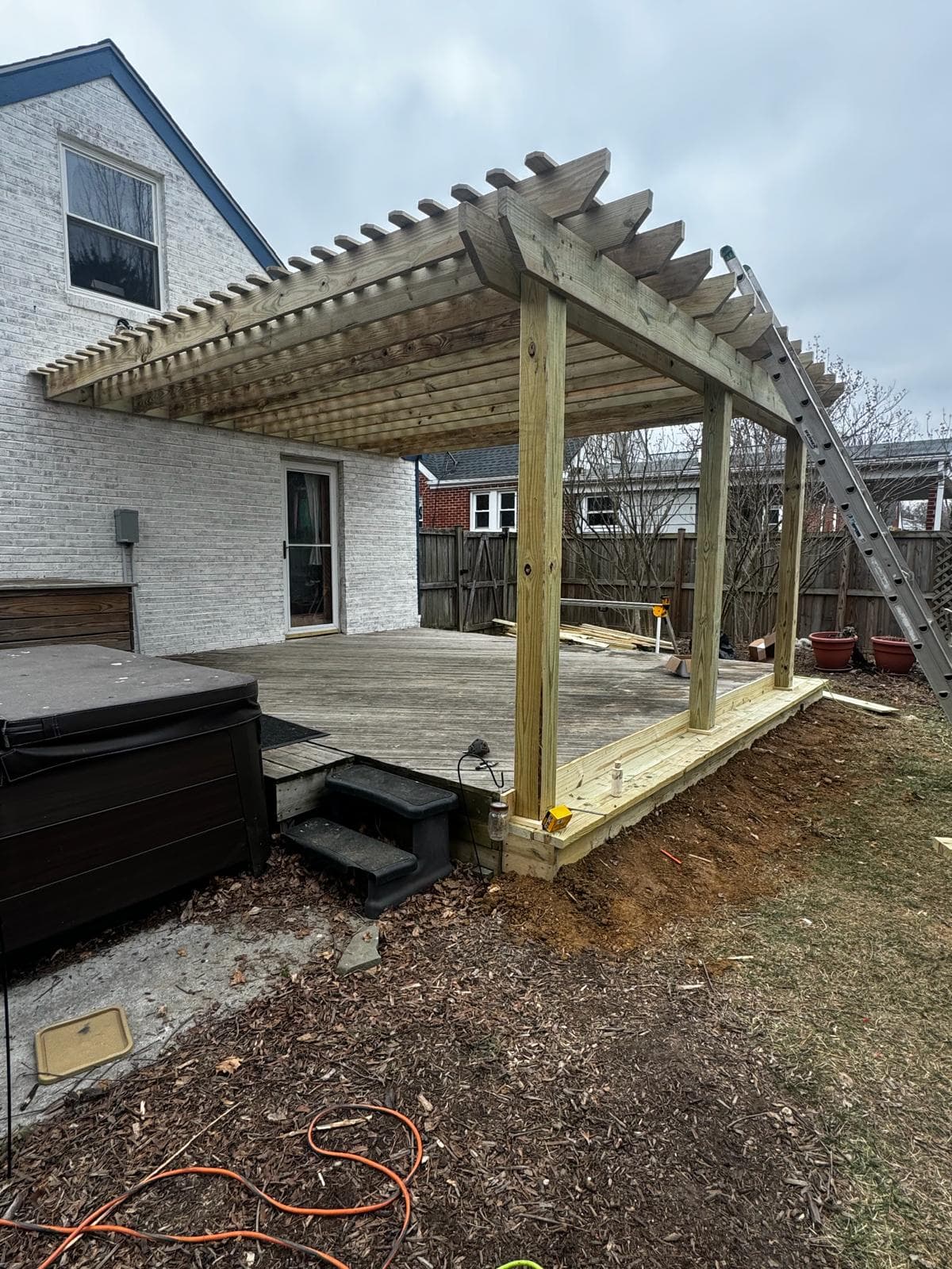 Mixed Material: Deck + Stone Patio - Northern Virginia deck design idea